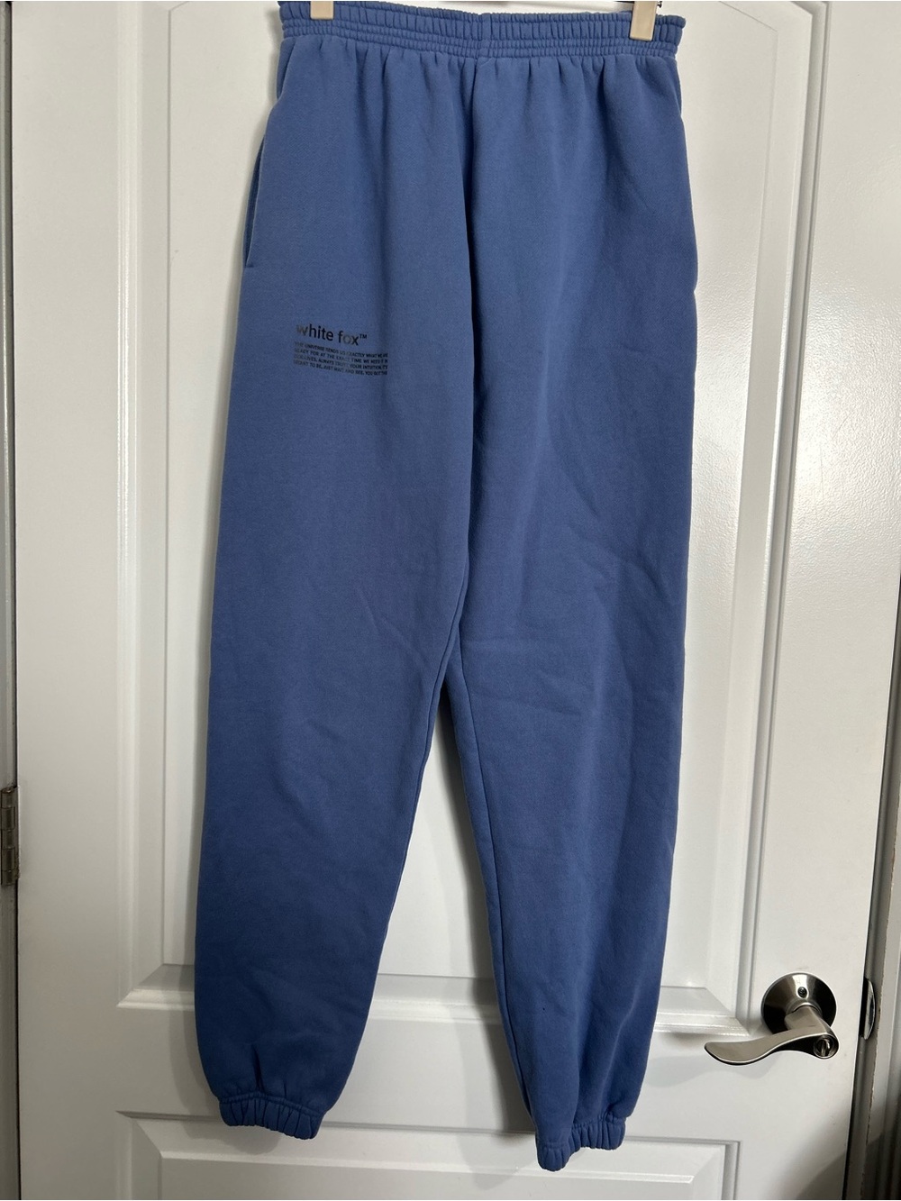 White Fox Botique Blue Jogger Sweatpants size XS chic lounge cozy minimalist
